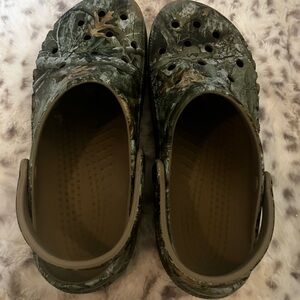 CROCS Men's Camouflage Slip-On Clogs in Olive Green
